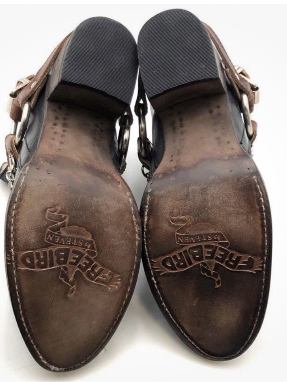 Freebird by Steven Mystic Black Brown Leather Harness Ankle Boots Women’s Size 6 - Picture 5 of 7